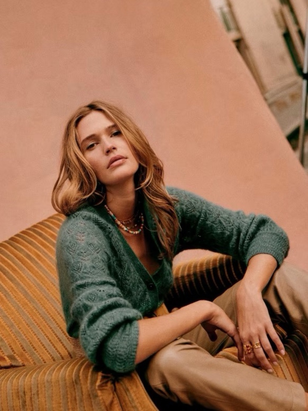 Sezane Marlow Cardigan Sweater Sage Green Size Small Mohair Alpaca